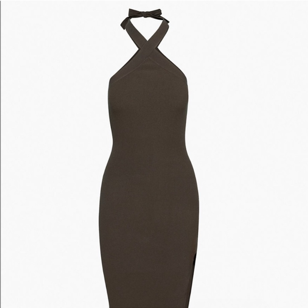 NEW ARITZIA WILFRED CAYENNE HALTER DRESS BROWN Sundress